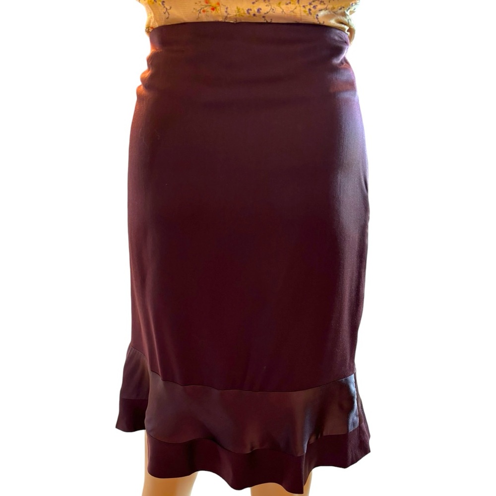 Liliu Burgundy Silk Trim Skirt Size 6 - Picture 7 of 7